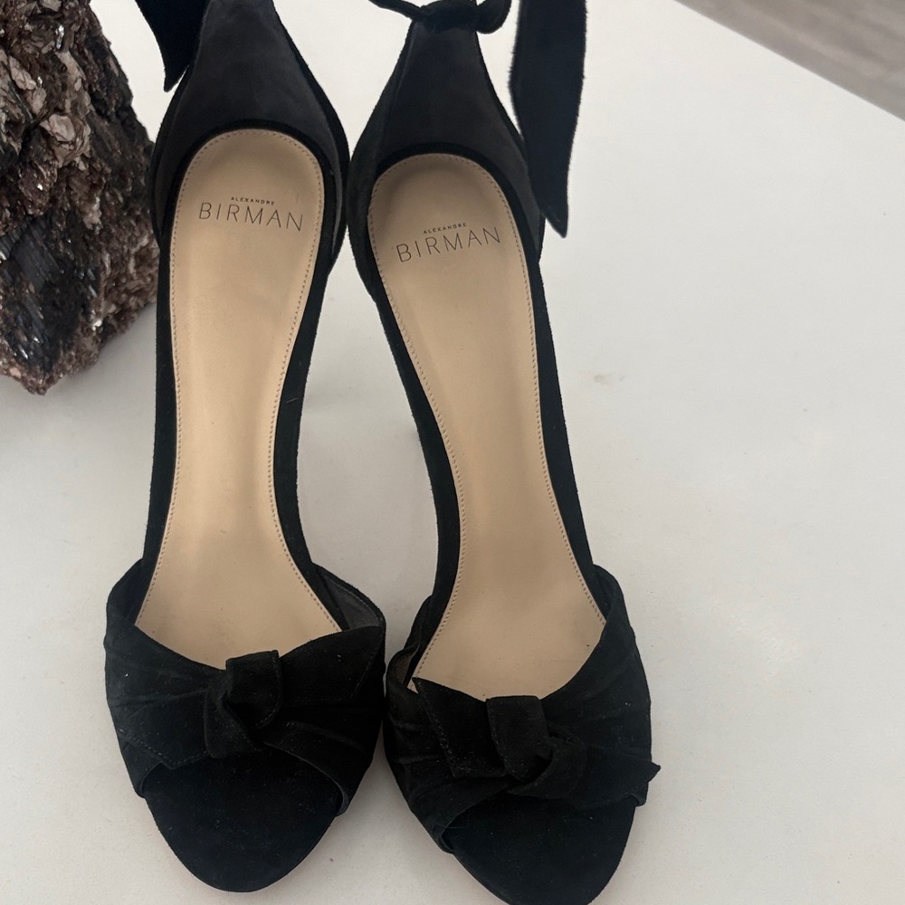 Alexandre Birman Black Suede Heels with Bow